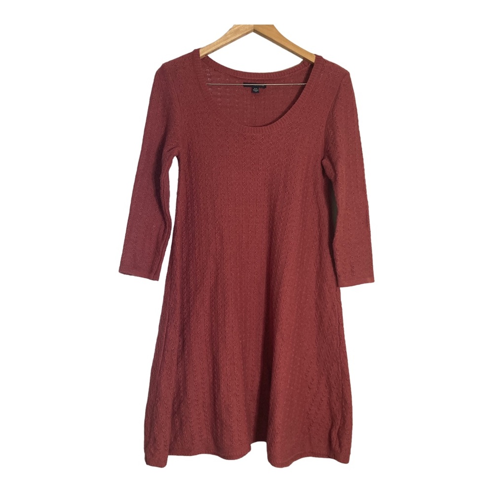 American Eagle Outfitters  M Pink Fit and Flare Knit Scoop Neck Sweater Dress